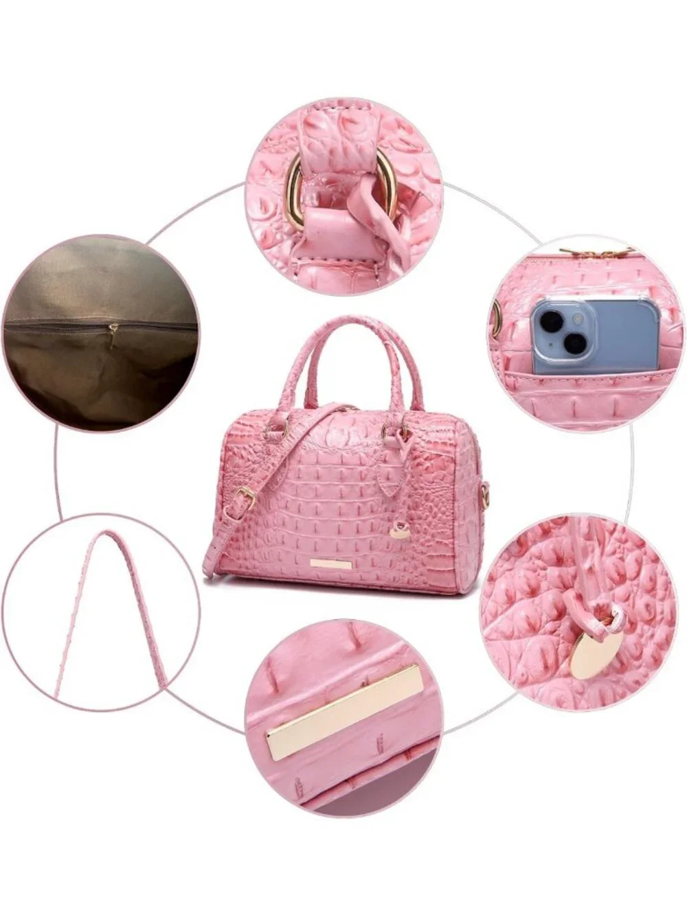 Stylish Crocodile Print Handbag for Women - Top Handle Leather Shoulder Purse